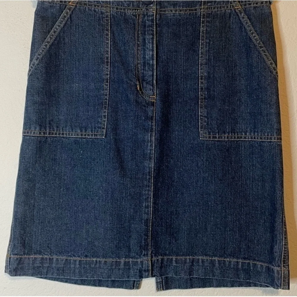 Jones New York A Line Midi Dark Blue Jean Denim Knee Skirt Size 4
